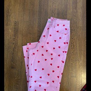 Heart Print Straight Pants